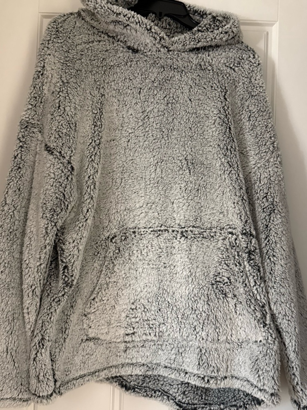 32 Degrees Plush Gray Sherpa Hoodie with Kangaroo Pocket